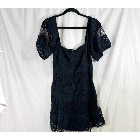 Free People “Be Your Baby” Black Lace Gothic Mini Dress Small - Picture 1 of 7